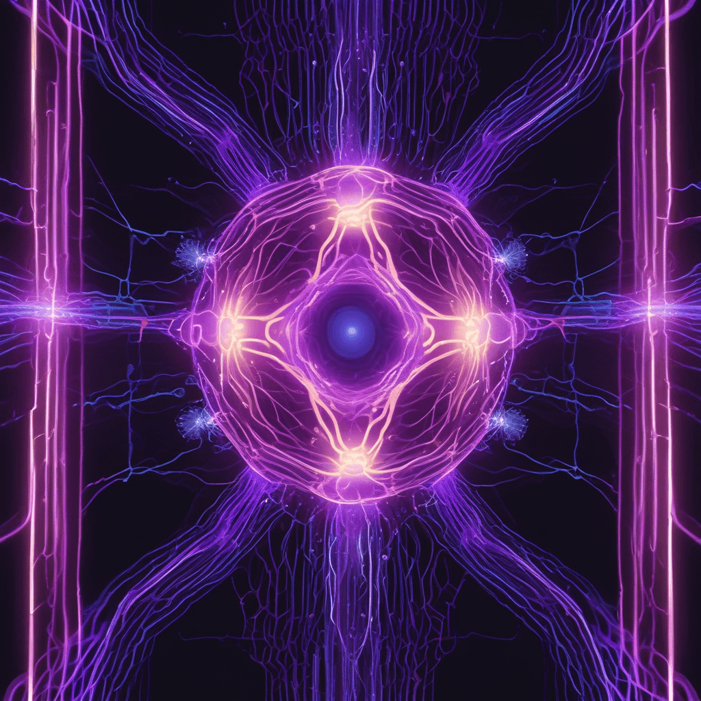 GLM-Image AI neural network visualization - futuristic abstract art with glowing blue and purple nodes